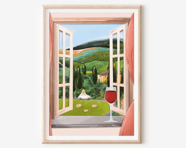 Tuscany Italy Travel Poster, Place-Inspired Art Print