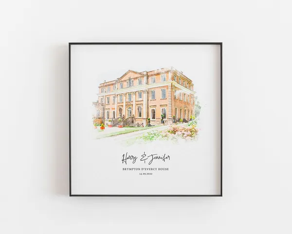 Wedding Venue Art Print, Personalized Anniversary Gift