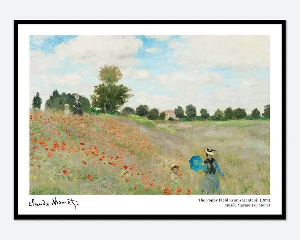 Monet The Poppy Field Near Argenteuil Vintage Poster