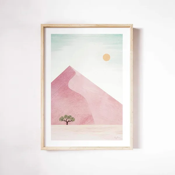 Pink Dune Namibia Travel Poster, Desert Landscape