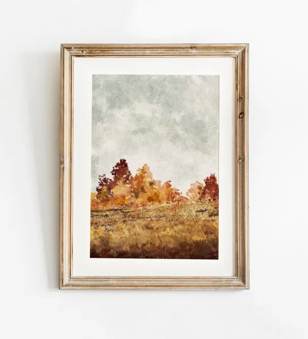 Fall Landscape Vintage Oil Painting Wall Art Print