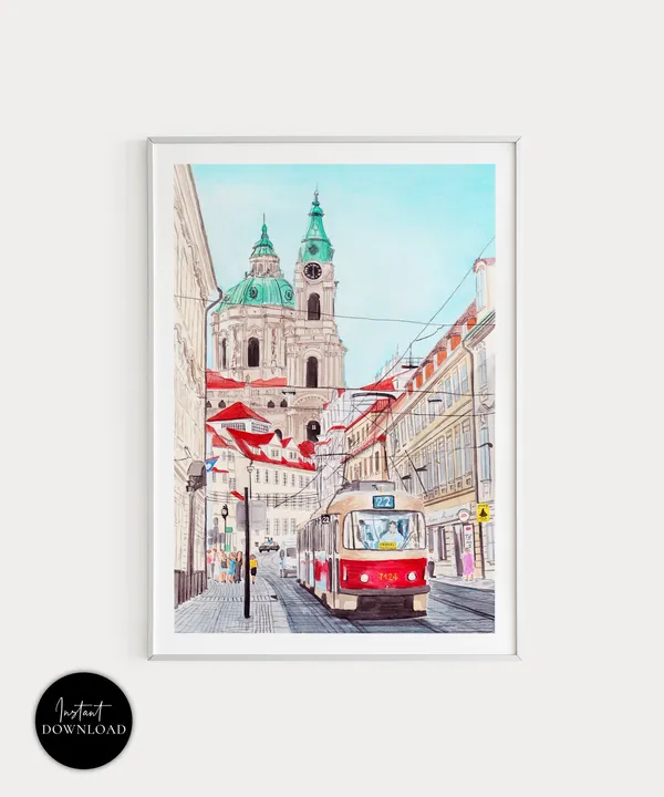 Prague, Czech Republic Travel Poster, Cityscape