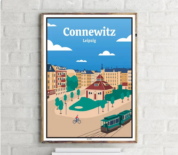 Leipzig Connewitz Vintage Travel Poster