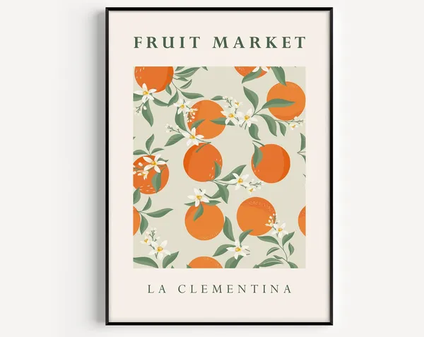 Orange Print Kitchen Fruit Market Art Print