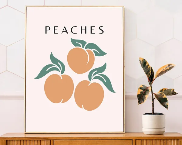 Peaches and Oranges Boho Kitchen Art Print