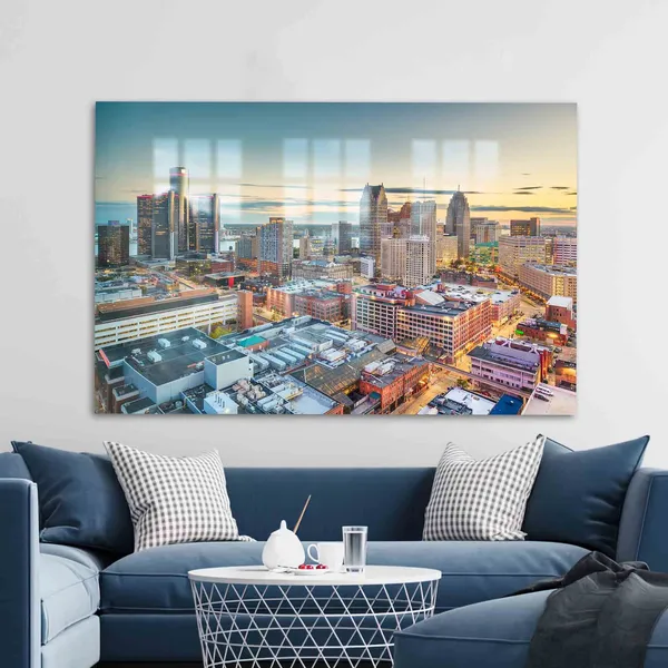 Detroit Michigan Landscape View Poster Print