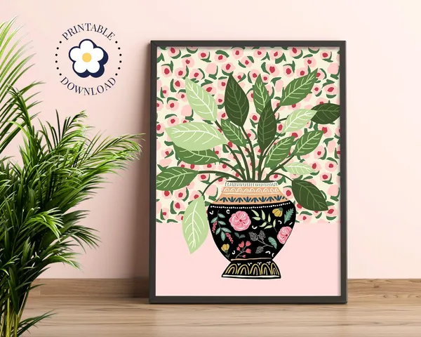 Antique Vase Botanical Plant Art Print, Pastel Floral