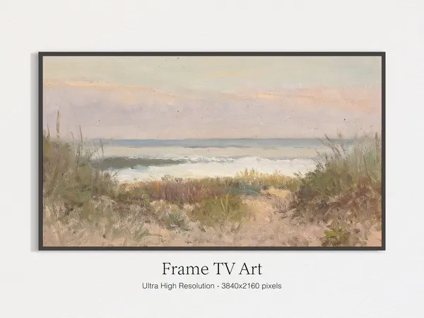 Hidden Beach Spring Vintage Painting, Art Print