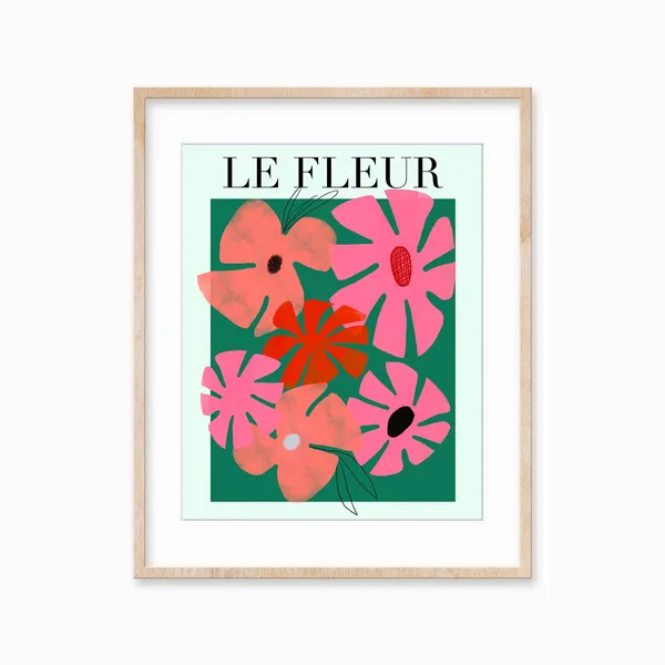 Maximalist Floral Marker Art Print, Botanical Decor