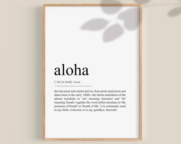 Aloha Definition Poster, Hawaii New Home Decor