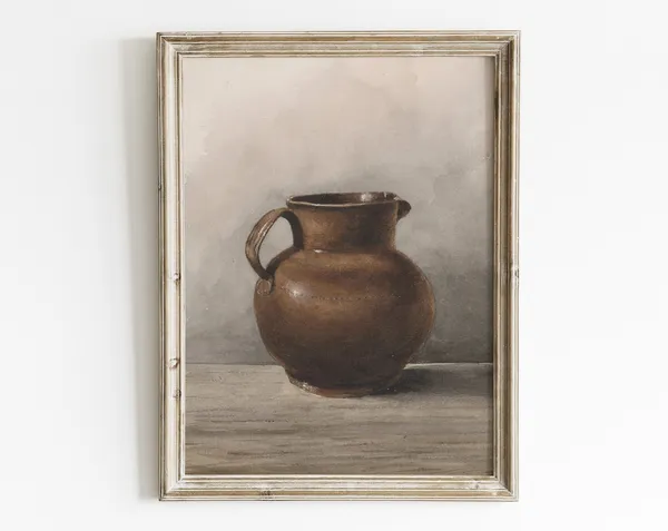 Farmhouse Kitchen Jug, Vintage Pottery Art Print
