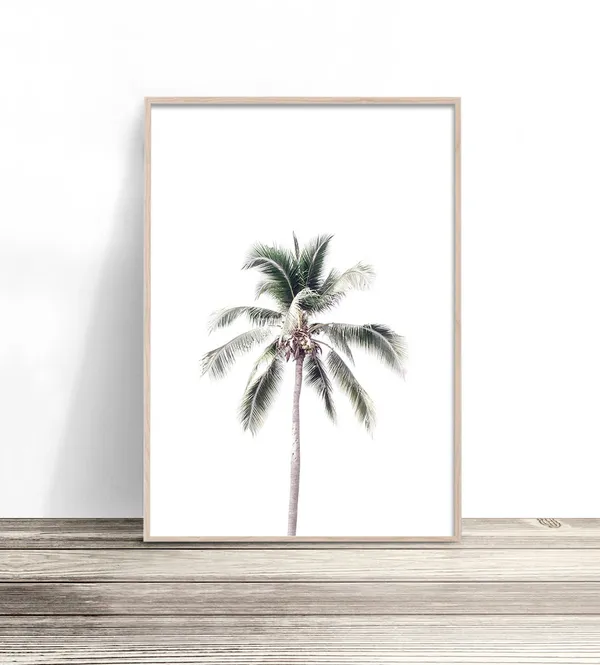 Palm Tree Beach Photography Print, Coastal Decor