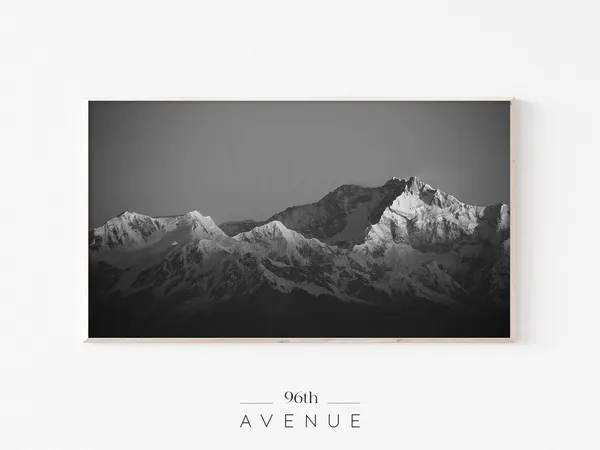 Mountains Black and White Art Print