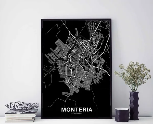 Monteria Colombia Map Poster, Modern Travel Print