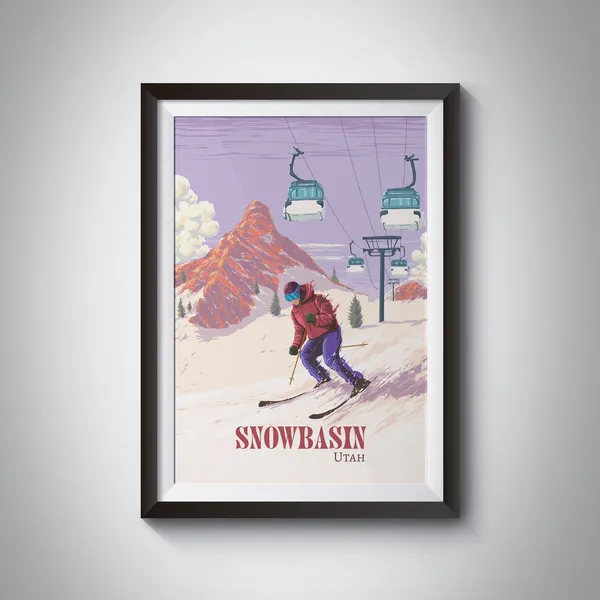 Snowbasin Ski Resort Utah Travel Poster, Skiing Gift
