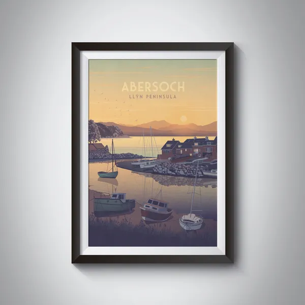 Abersoch Vintage Travel Poster, Wales Landscape