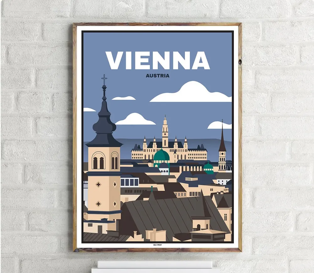 Altstadt Wien Vintage Travel Poster