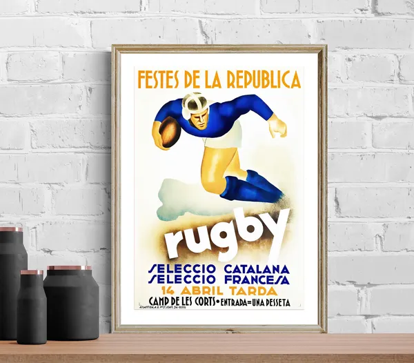 Rugby Seleccio Catalana Vintage Sport Poster Print