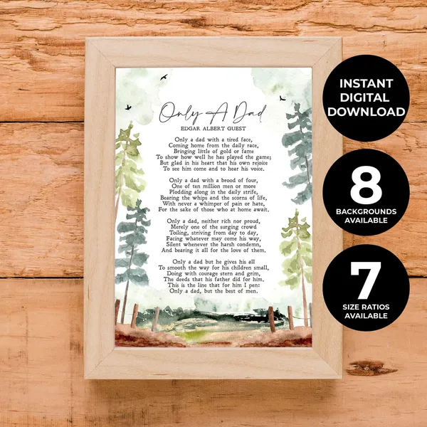 Only a Dad by Edgar Albert Guest, Quote Art Print