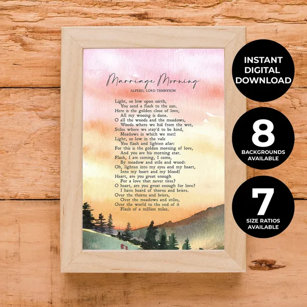 Marriage Morning by Tennyson, Watercolor Art Print