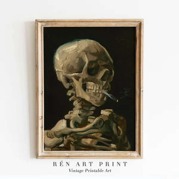 Van Gogh Skull of a Skeleton With Burning Cigarette Art Print
