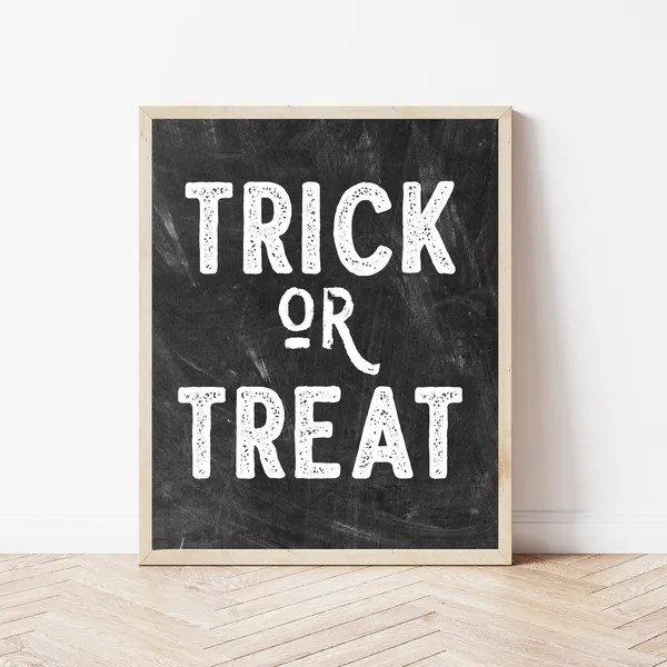 Trick Or Treat Sign Halloween Poster, Farmhouse Fall