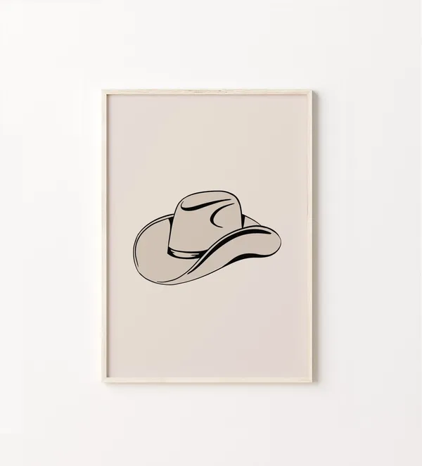 Cowboy Hat Print, Western Boho Neutral Wall Art