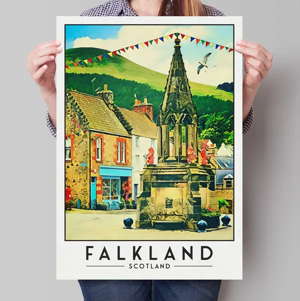 Falkland Travel Poster, Scottish Travel Poster