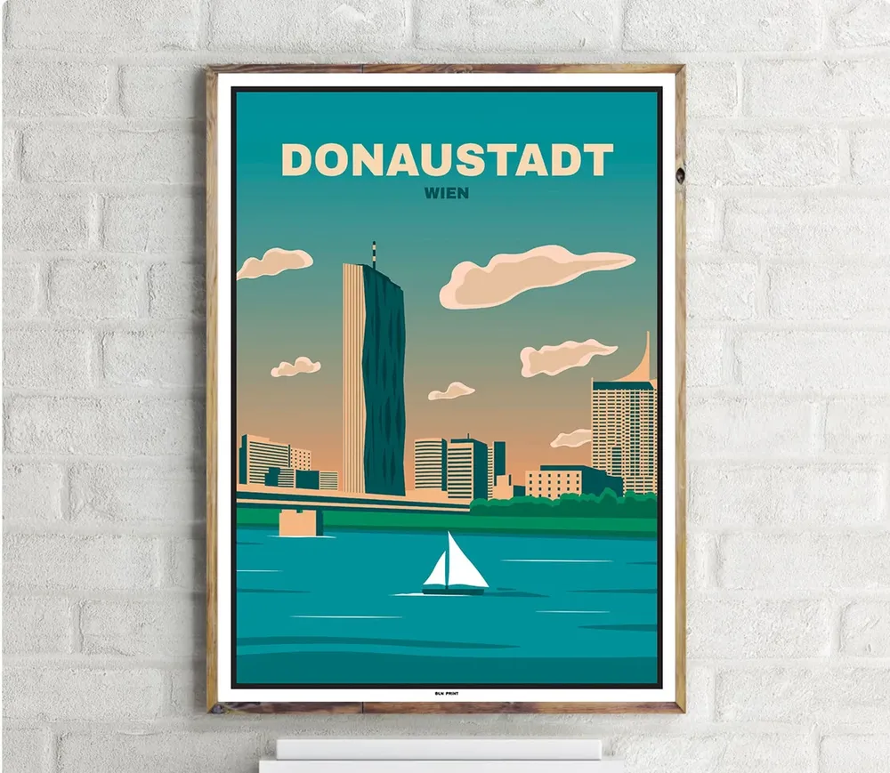 Wien Donaustadt Vintage Travel Poster