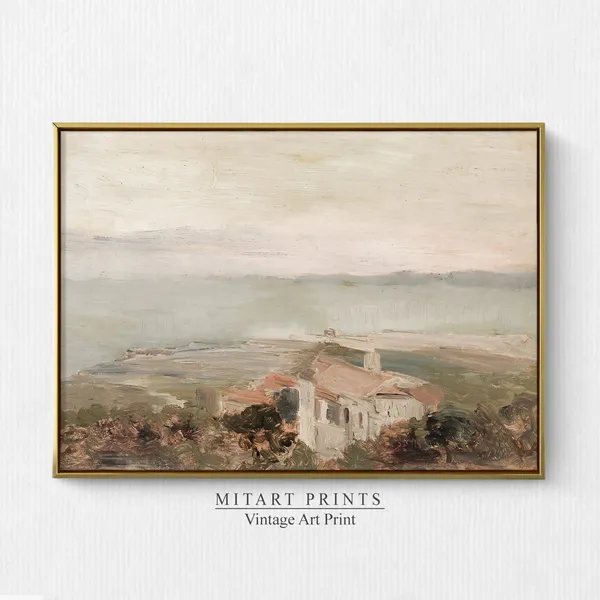 Vintage Warm Tone Coastal Painting Art Print