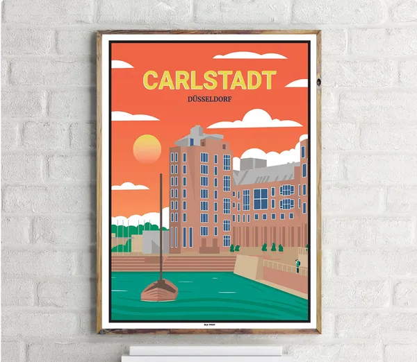 Dusseldorf Carlstadt Vintage Travel Poster