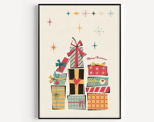 Christmas Candle Mid-Century Modern Art Print