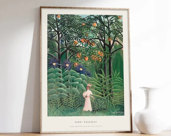 Rousseau Woman Walking in an Exotic Forest Art Print