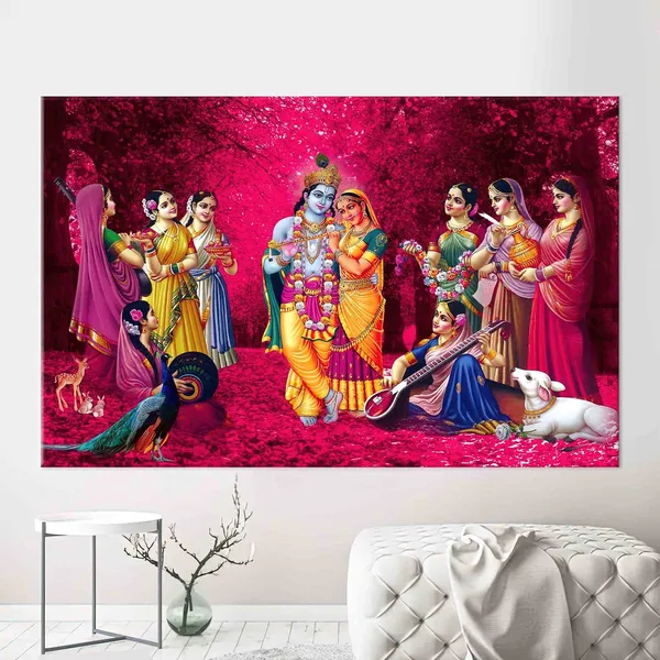Radha Krishna Artwork, Hindu Wall Art Print