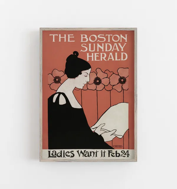 Woman Reading Vintage Portrait Wall Art Print