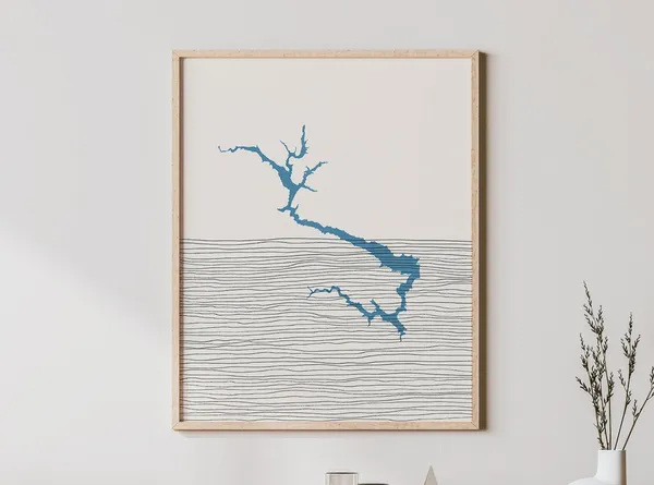 Lake Sonoma Boho Art Print, Lakehouse Decor