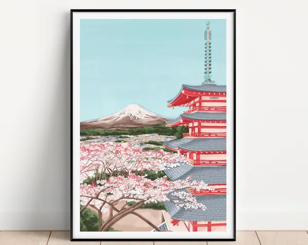 Kyoto Japan Travel Poster, Japan Art Print