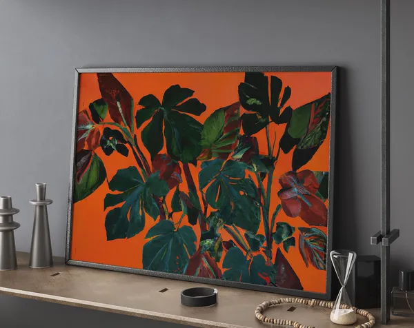 Botanical Oil Painting Tropical Leaves Art Print