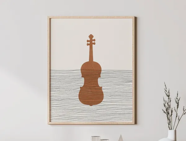 Boho Violin Minimalist Art Print, Music Decor