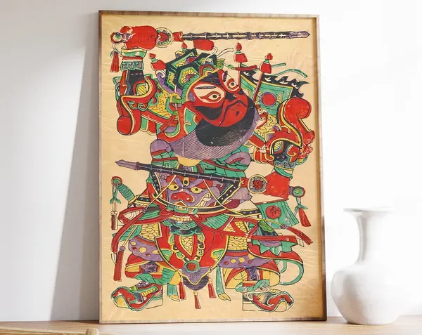 Chinese Vintage Art Print, Traditional Retro Floral