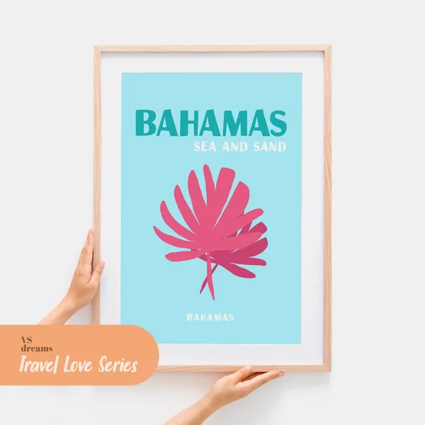 Bahamas Poster, Tropical Ocean Summer Wall Art