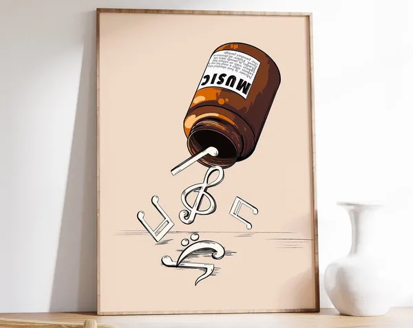 Retro Music Art Print, Music Lovers Decor