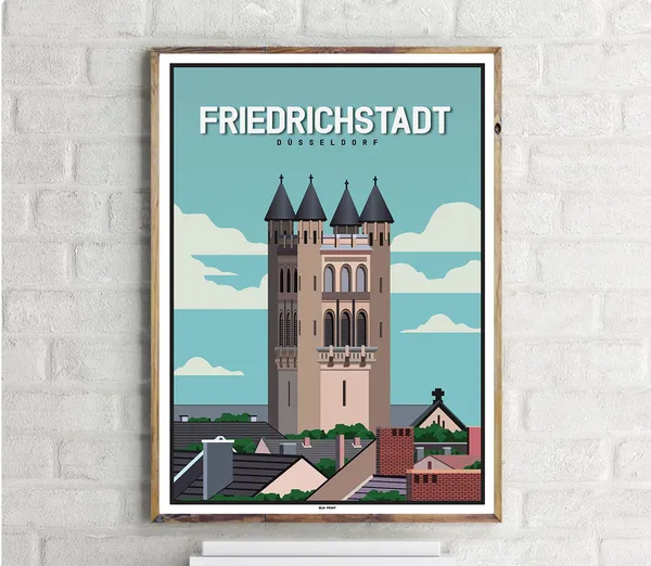 Dusseldorf Friedrichstadt Vintage Travel Poster