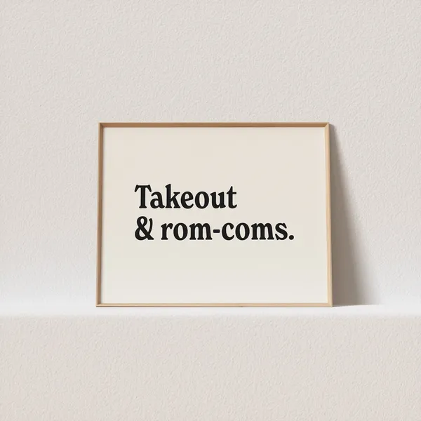 Retro Takeout Rom Coms Poster, Horizontal Typography