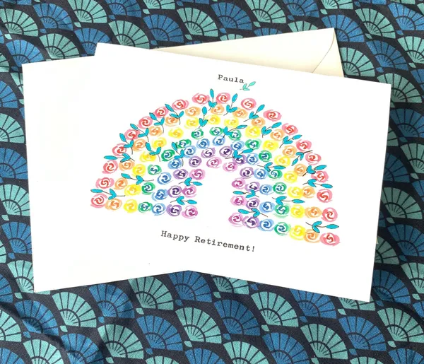 Retirement Rainbow Card, Personalised Art Print