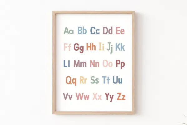 Rainbow Alphabet Poster, Boho Playroom Decor