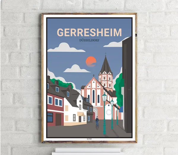 Dusseldorf Gerresheim Vintage Travel Poster