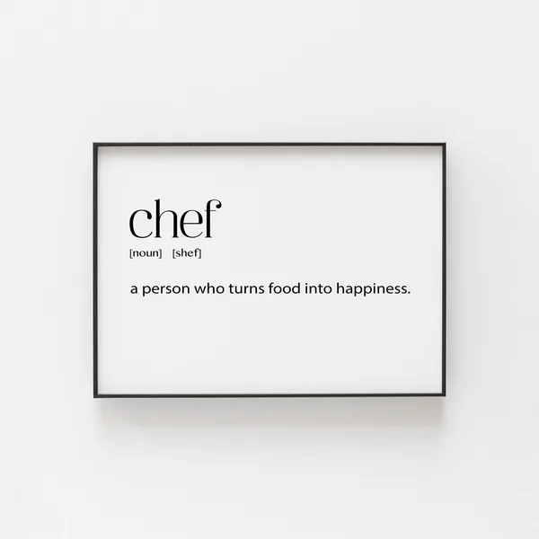 Chef Gift Birthday Dictionary Print, Kitchen Art