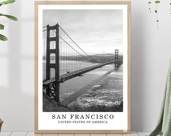 San Francisco Travel Poster, Black And White City Landmark