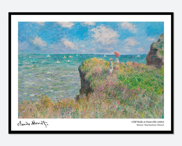 Monet The Cliff Walk At Pourville Vintage Poster Print